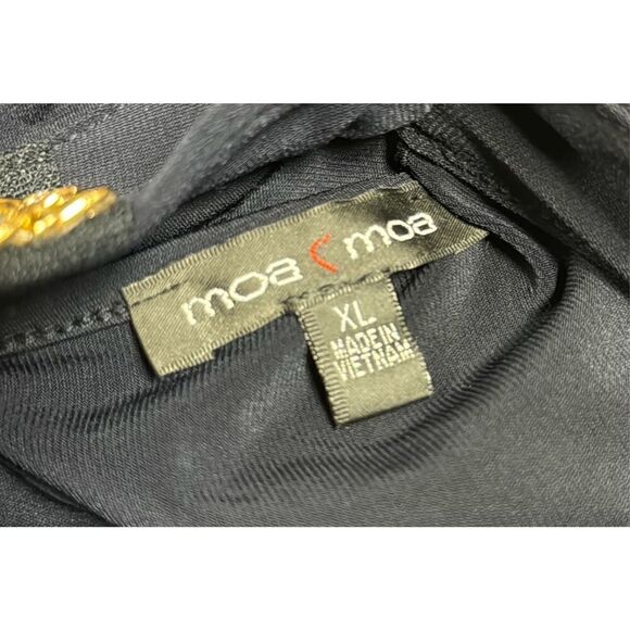 Moa Moa Women’s Navy Sleeveless Jeweled Neck Blouse Size XL NEW - Picture 5 of 7